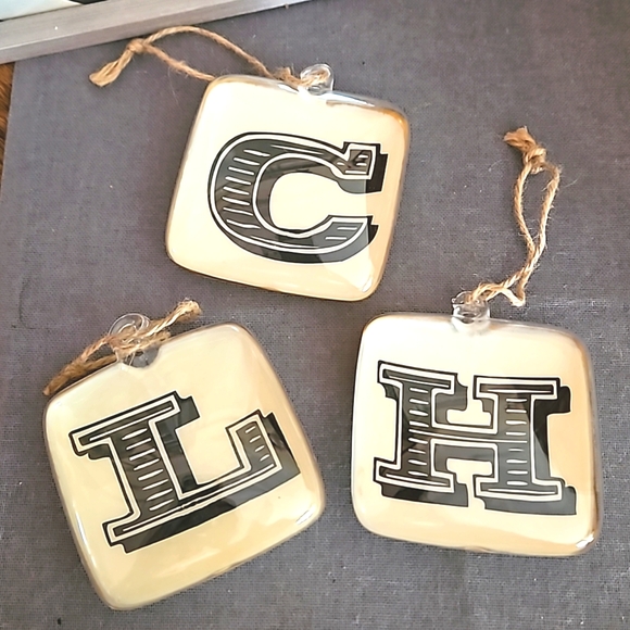 Pottery Barn glass initial ornaments Glass bubble style L, C, H - Picture 2 of 7